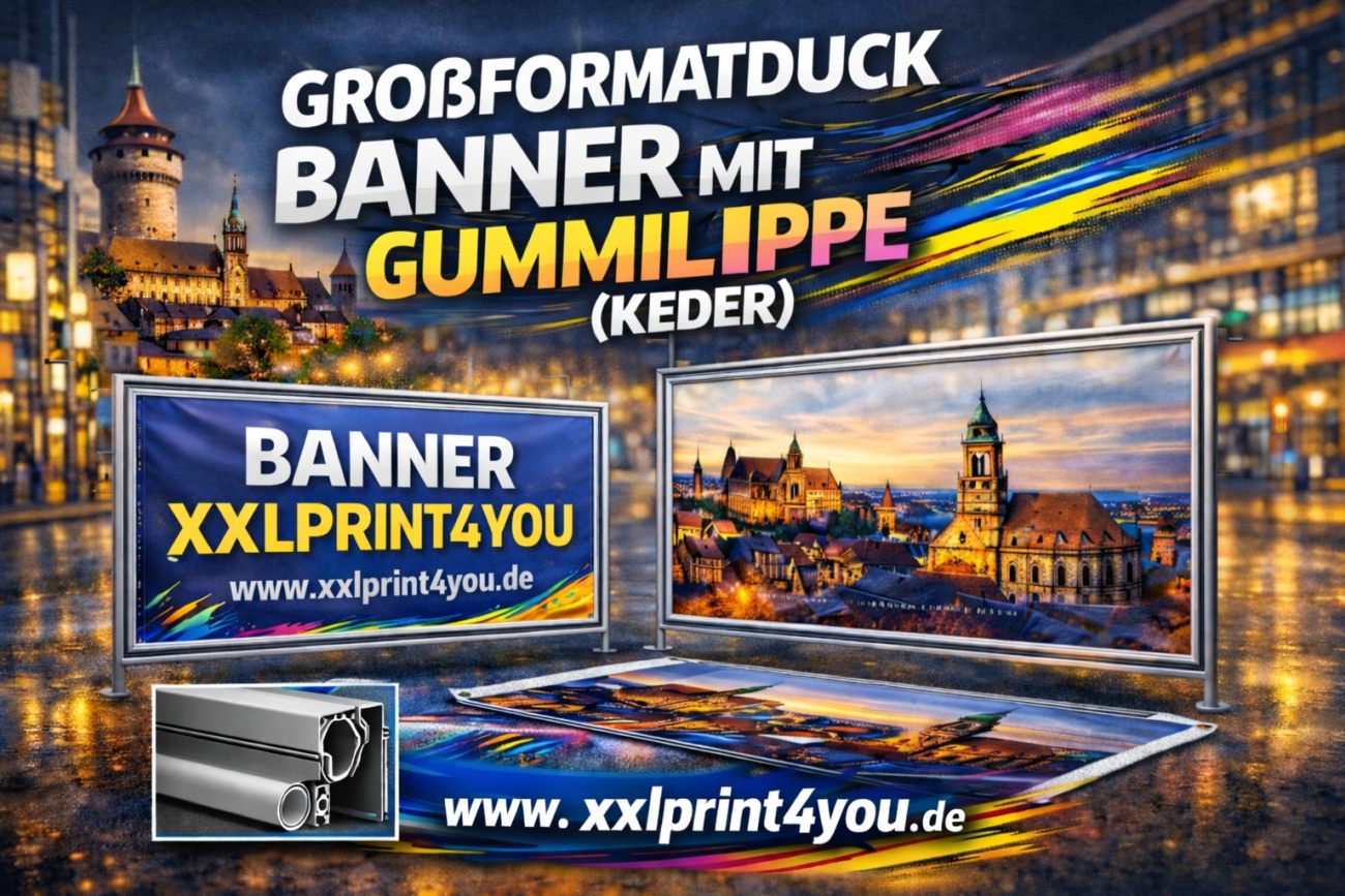 Digitaldruck & Großformatdruck Banner mit Gummilippe (Keder)